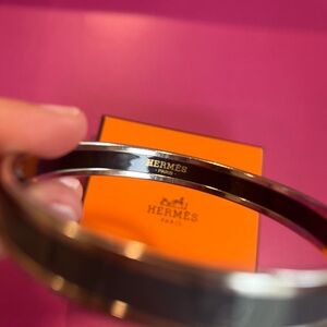 Hermes Silver/grey Bangle Bracelet